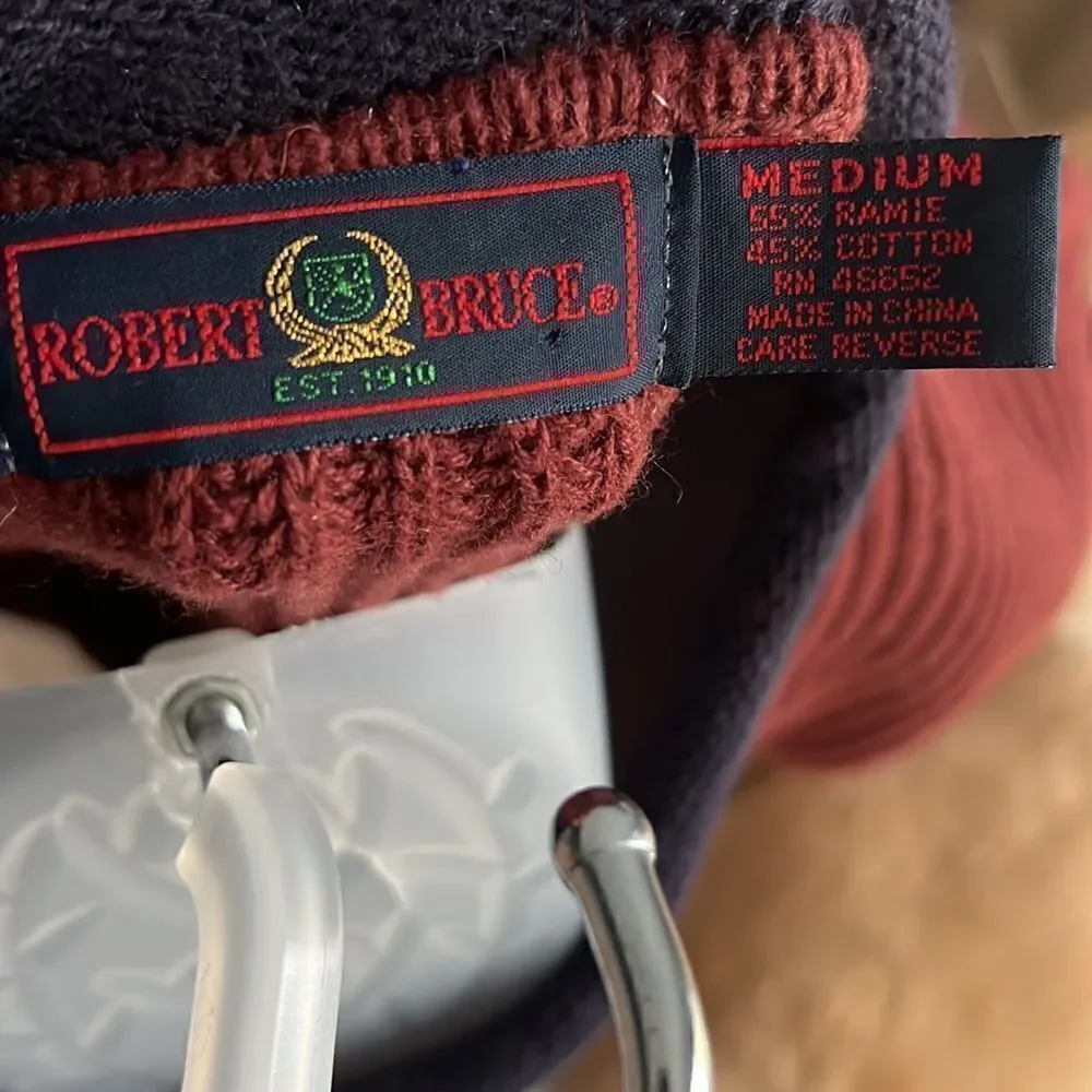 Men’s M Robert Bruce vintage Thick chunky knit sweater hand stitched detail